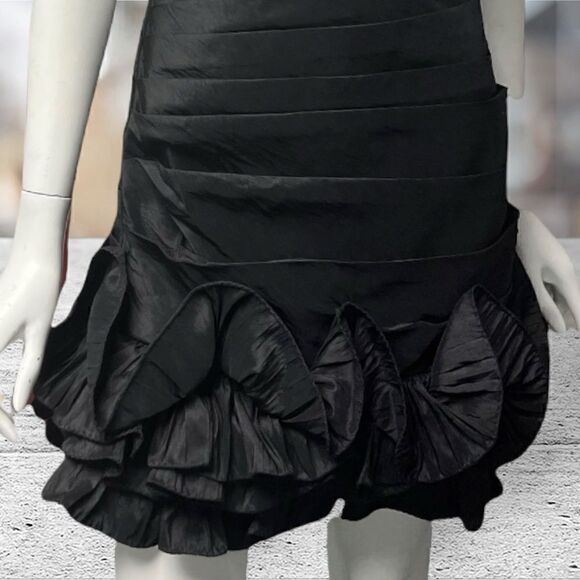 JS Collections Black Halter Neck Ruffle Bottom Mini Dress - Picture 5 of 6